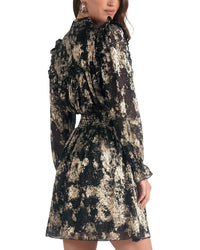 ELAN V Neck A Line Mini Dress in black - women's dress - alternate view