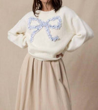 Wishlist - Plaid Bow Brushed Sweater