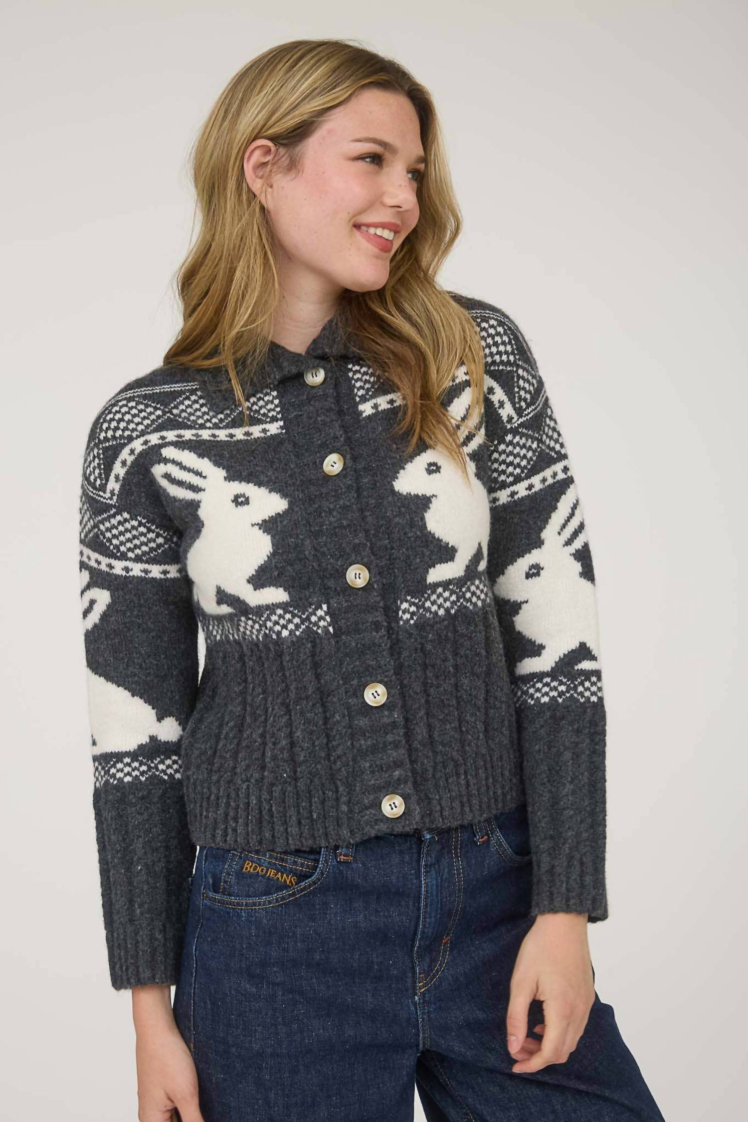 Blu Pepper - Bunny Jacquard Cardigan
