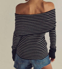 Free People Evergreen Sweater in black white - women's sweater - detail view