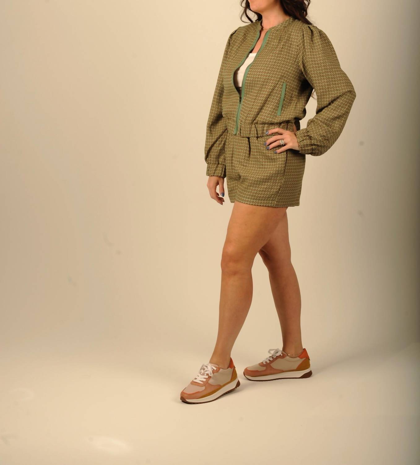 GLAM Jacquard Bliss Bomber Jacket And Pull-on Set in green - women's sleepwear