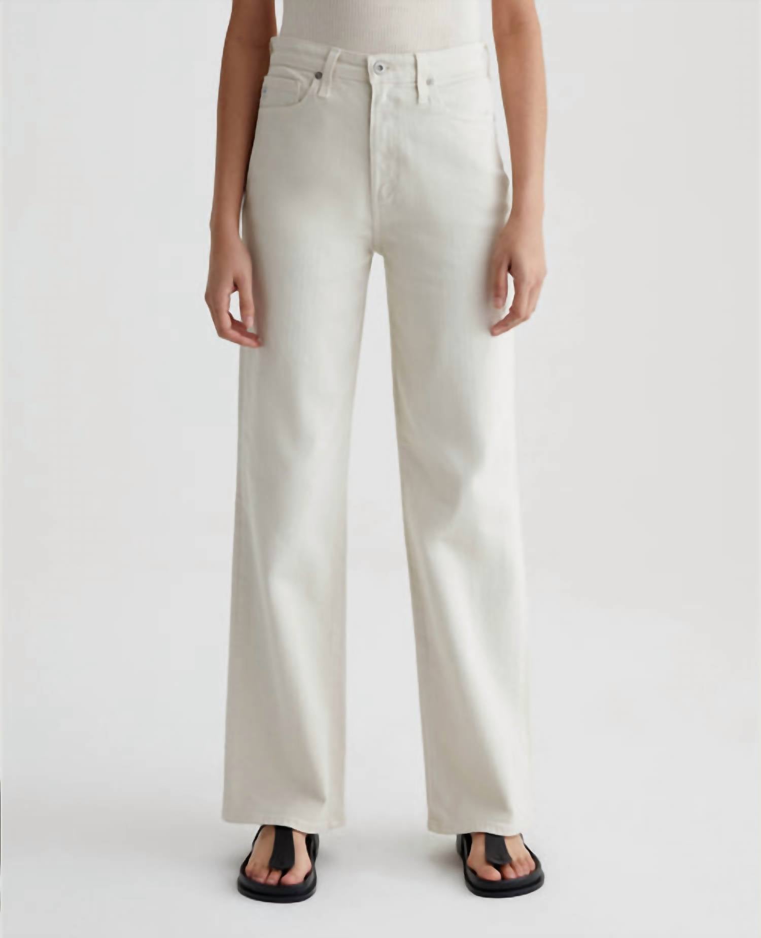 AG Jeans Kora High Rise Wide Leg Jean in opal stone - women's jeans - detail view