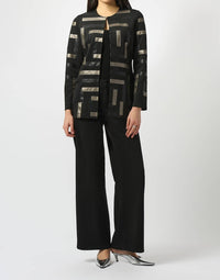 Joseph Ribkoff - Scuba & Leatherette Collarless Jacket
