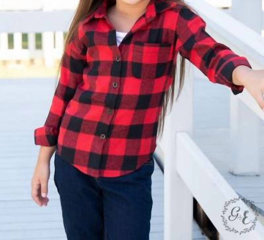 Girl's Buffalo Plaid Flannel Top