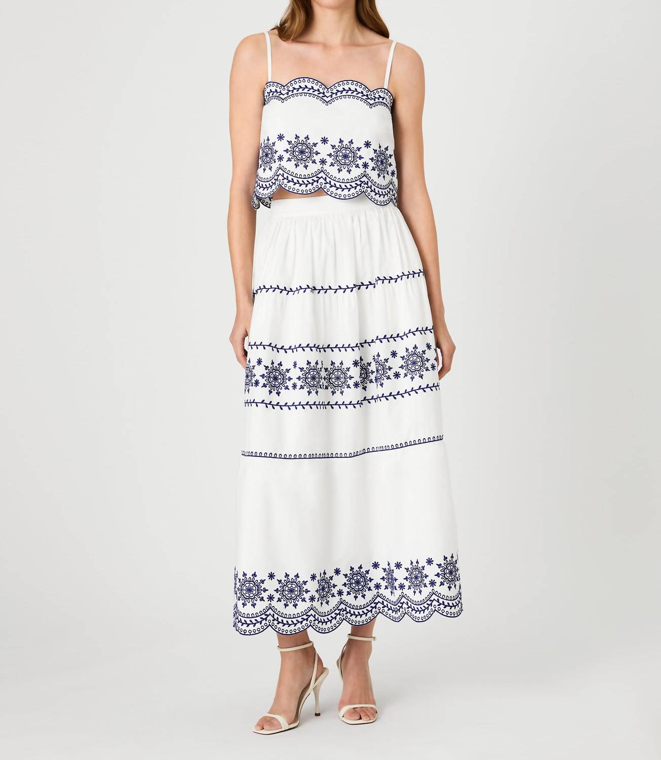 French Connection - Alissa Cotton Embroidered Strappy Top