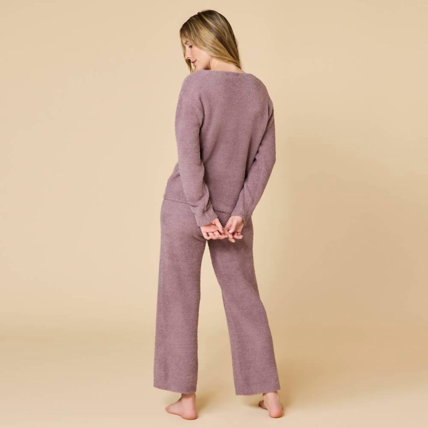 SOFTiES Marshmallow V Neck Lounge Set in driftwood - women's sleepwear - alternate view