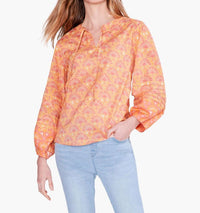 Nic + Zoe Susanna Swan Rays Top in orange multi - women's blouse