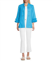 Multiples - 3/4 Sleeve Stand Collar Double Button Jacket