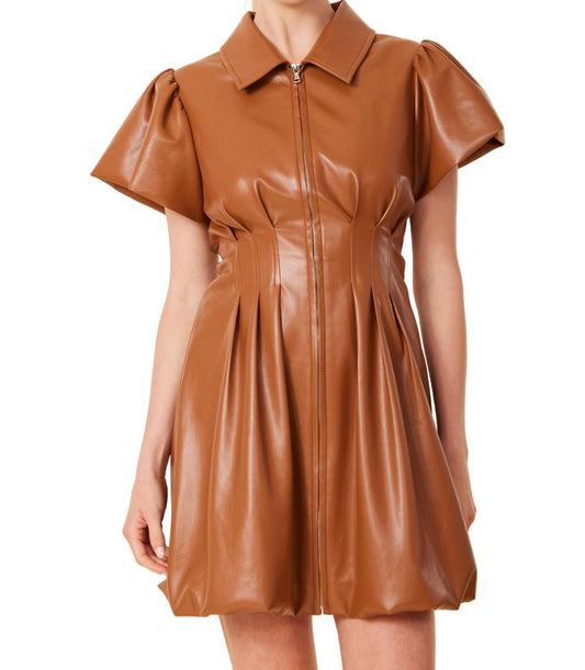 Dolce Cabo - Vegan Leather Zip Front Bubble Mini Dress
