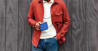 Criquet Herringbone Shacket in ember - men's shirt - alternate view