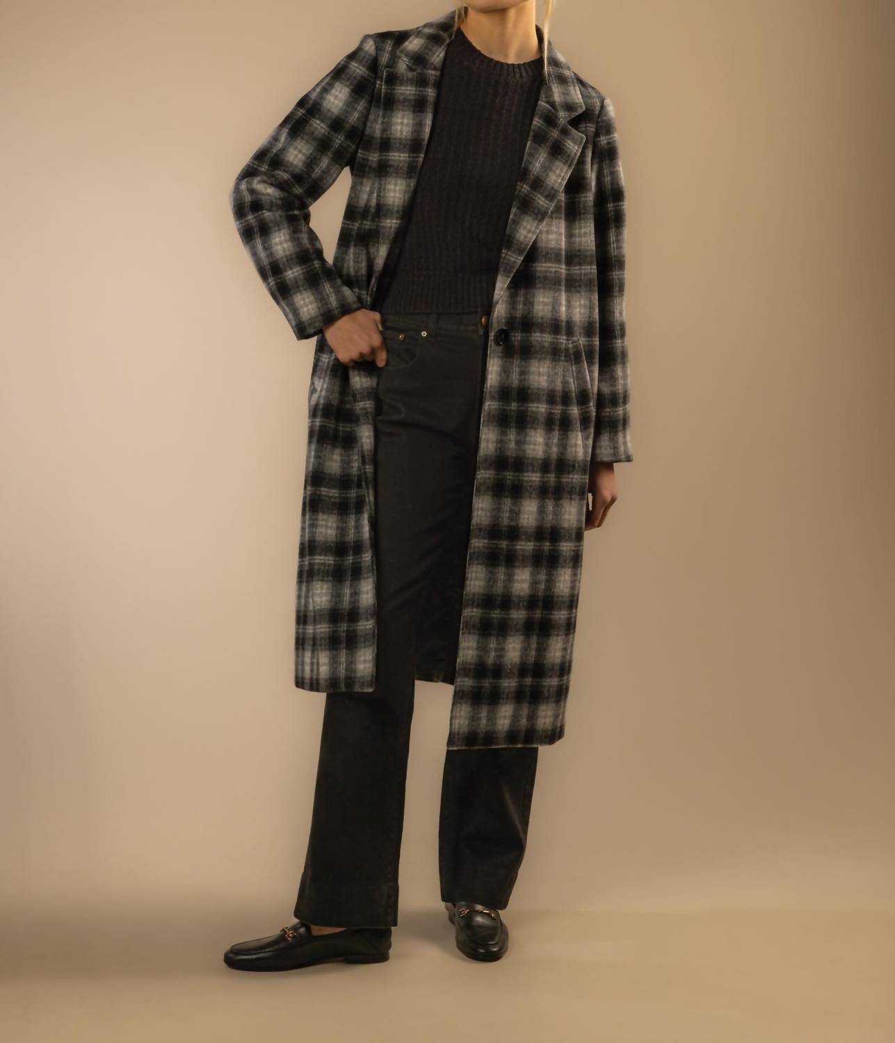 Velvet Heart - Myrtle Single Button Plaid Coat