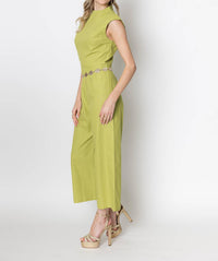 ZETAYE Celeste Linen Cotton Jumpsuit in green - women's pants - alternate view