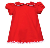 THE PROPER PEONY Ramsay Puff Sleeve Dress in red - kids' dress - detail view