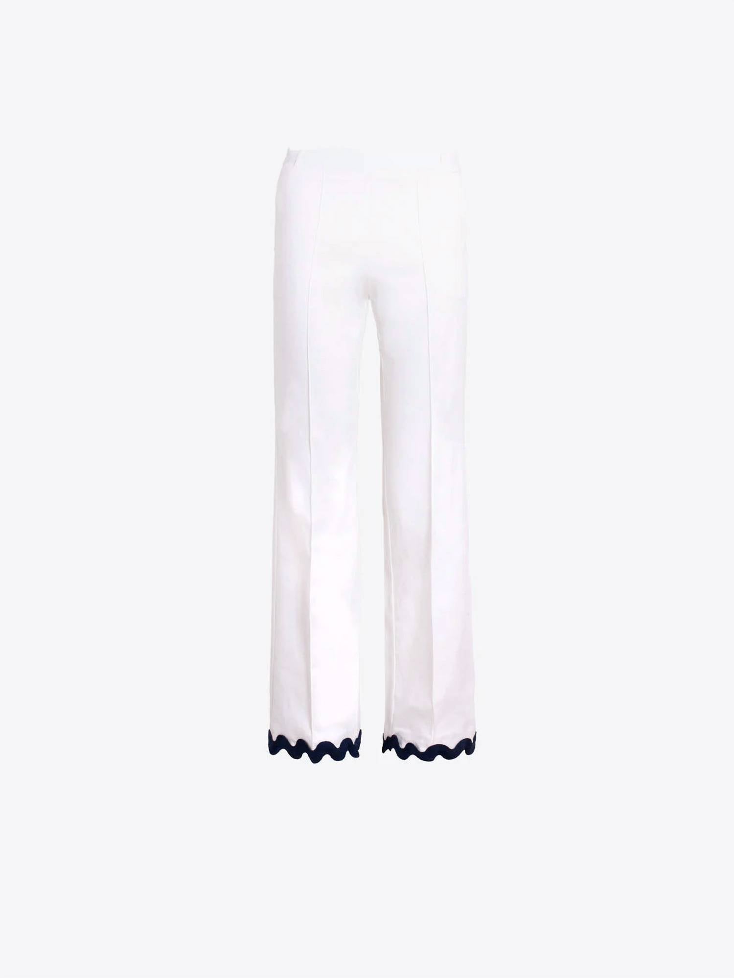 Vilagallo - Straight Leg Trousers Pants With Rick Rack Hem