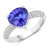 Diana M Jewels Women's Heart Natural Tanzanite Fashion Ring (3.18 Ct) - Signature Plus in 14k white gold - women's jewelry
