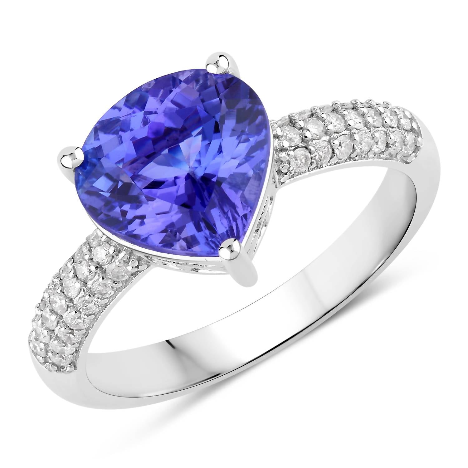 Diana M Jewels Women's Heart Natural Tanzanite Fashion Ring (3.18 Ct) - Signature Plus in 14k white gold - women's jewelry