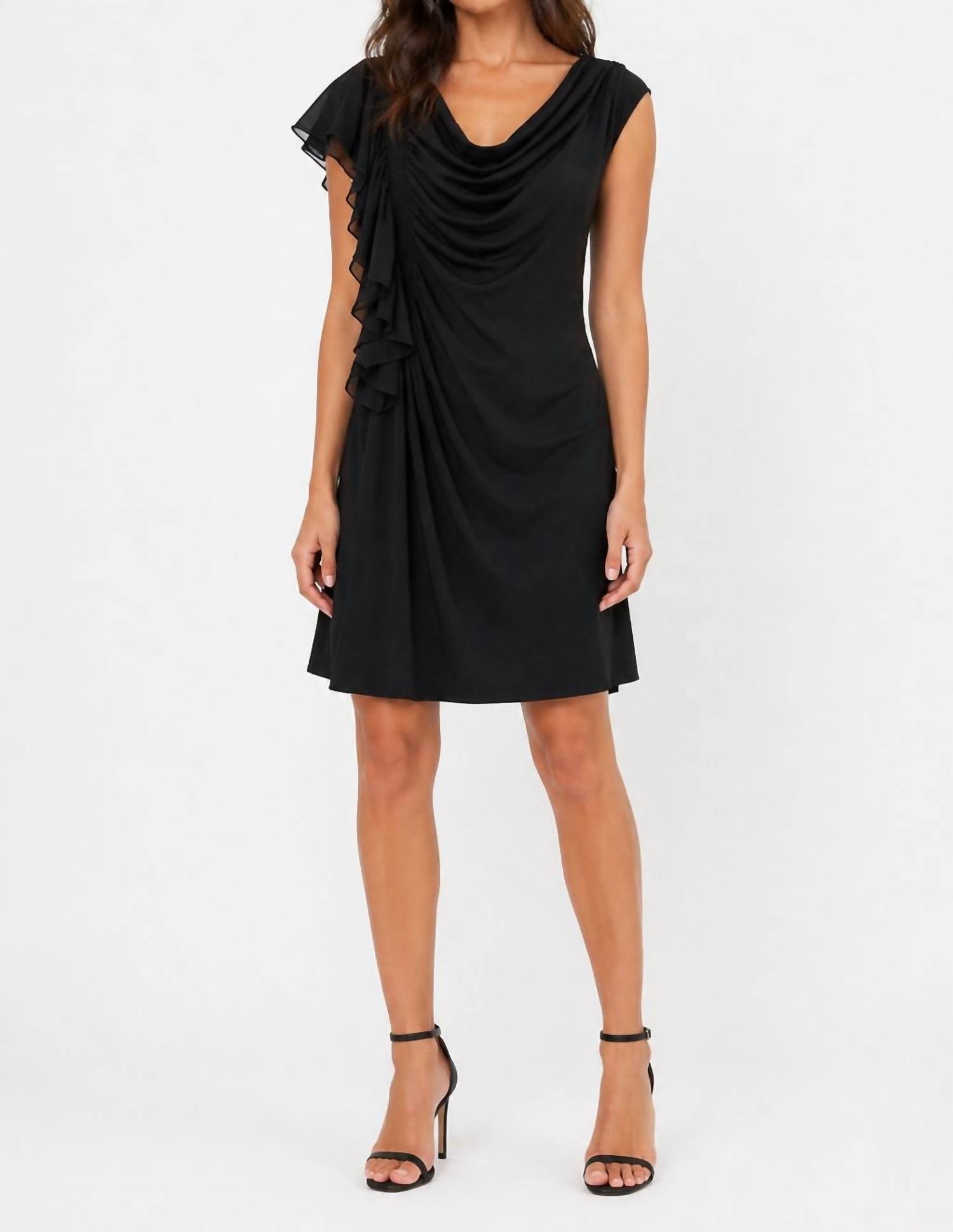 Suzi Chen Cowl Neck Mini Dress in black - women's dress