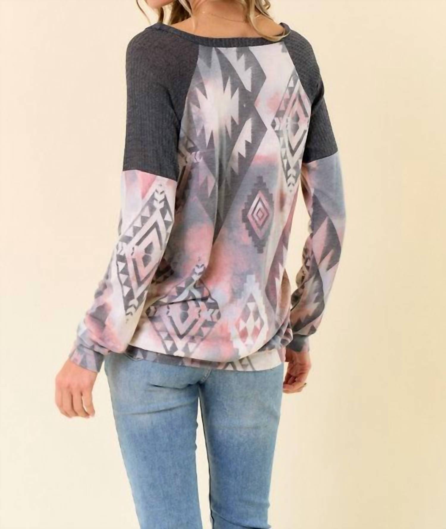 Lovely Melody - Monique Aztec Print Top