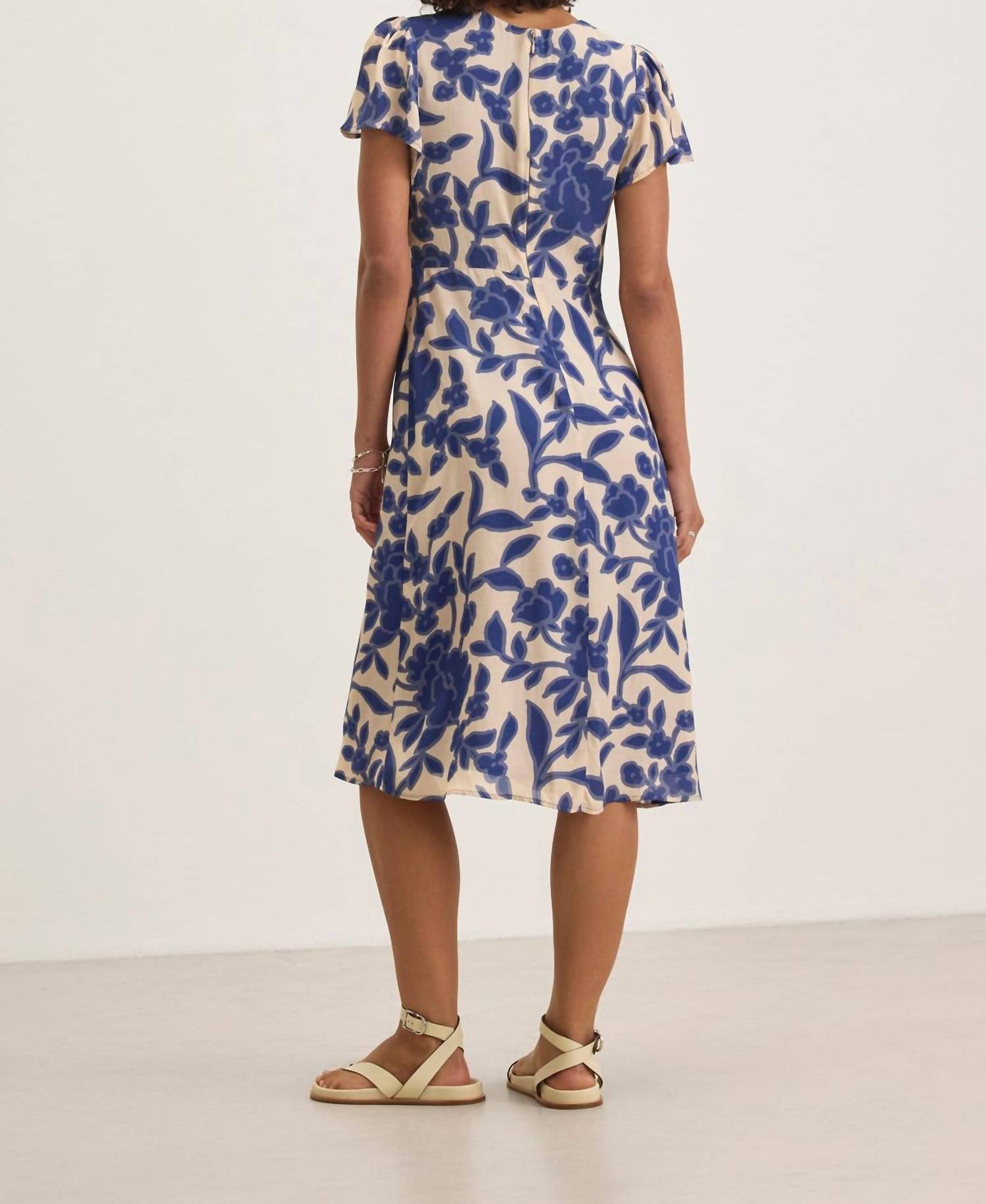 Velvet by Graham & Spencer Nevine Midi Dress in navy - women's dress - detail view