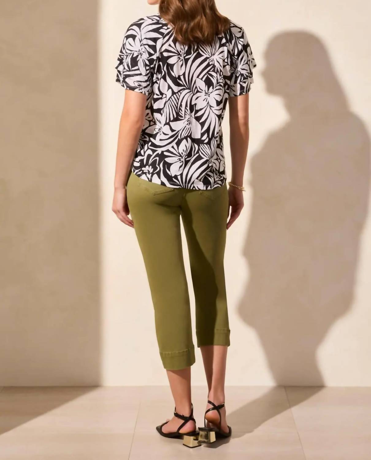 Tribal - Linen Blend Ruffle Sleeve Top