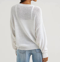 Wrangler Retro Americana Spring Cacti Crew Sweater in white - women's sweater - detail view