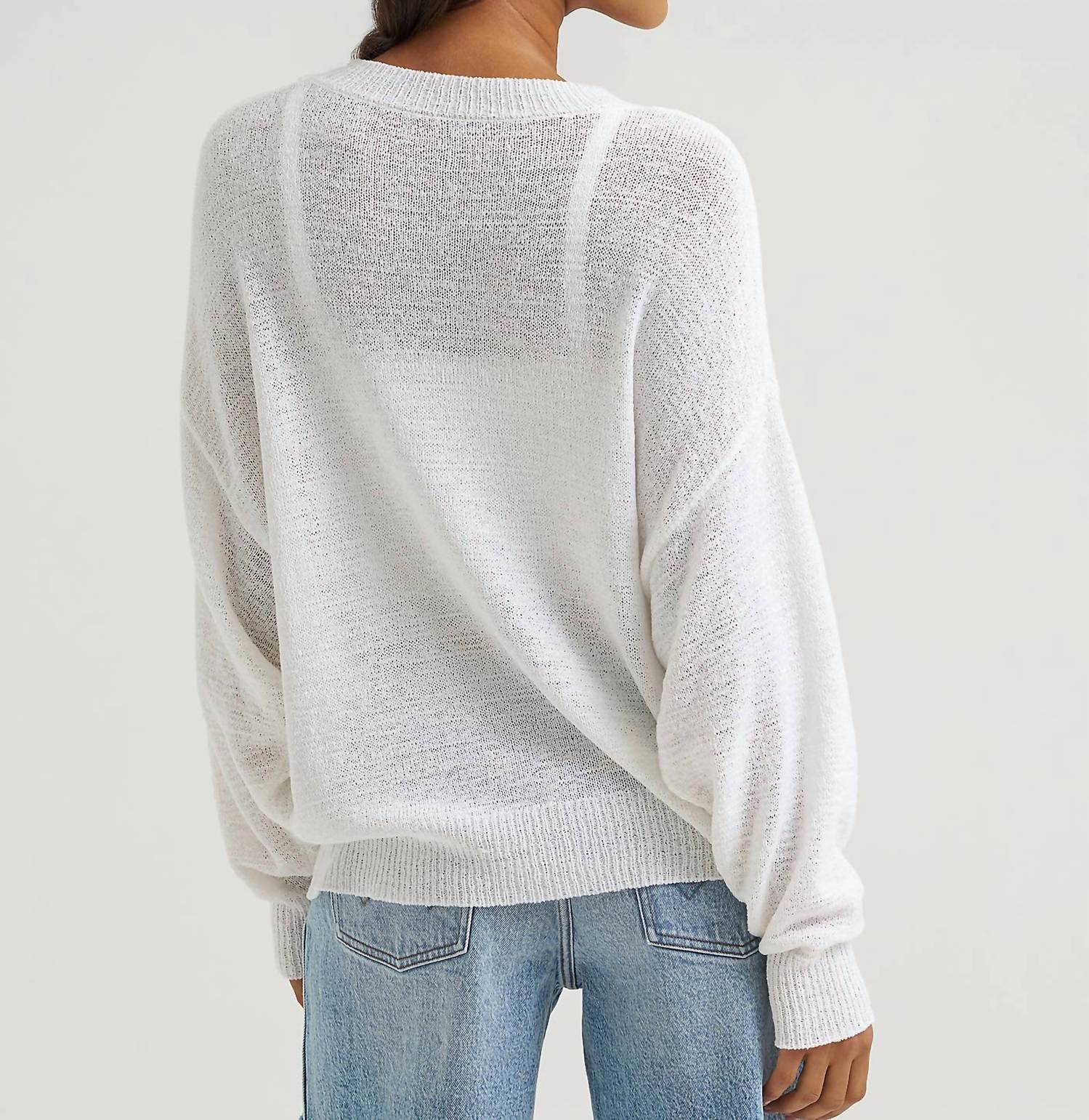 Wrangler Retro Americana Spring Cacti Crew Sweater in white - women's sweater - detail view