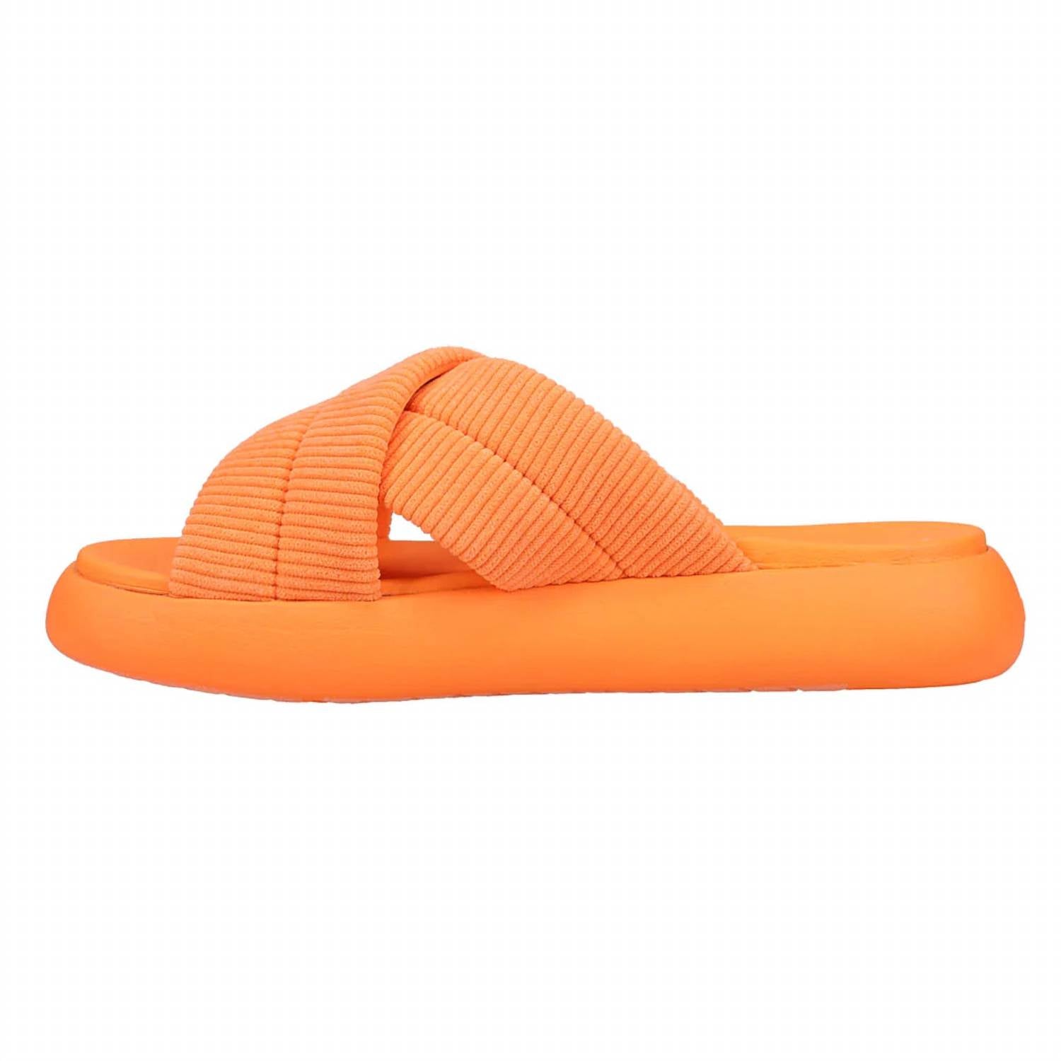 TOMS Women's Alpargata Mallow Crossover Sandal in neon orange corduroy 1 - women's shoe - alternate view
