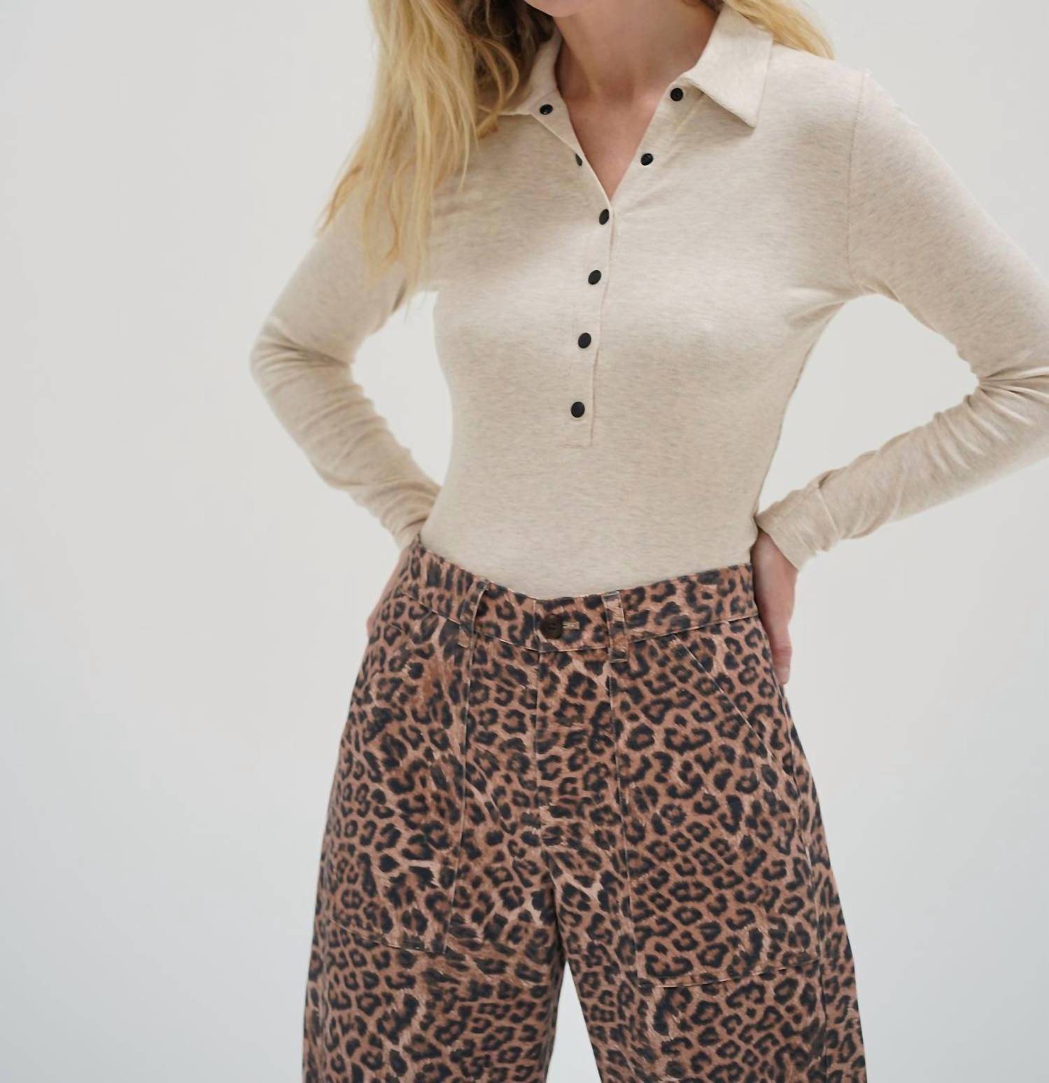 Lna - Kylee Snap Long Sleeve Blouse