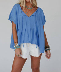 Three Bird Nest - Boho Pleated Top