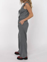 SAGE THE LABEL Day To Day Pinstripe Vest Top in grey - women's jacket - alternate view