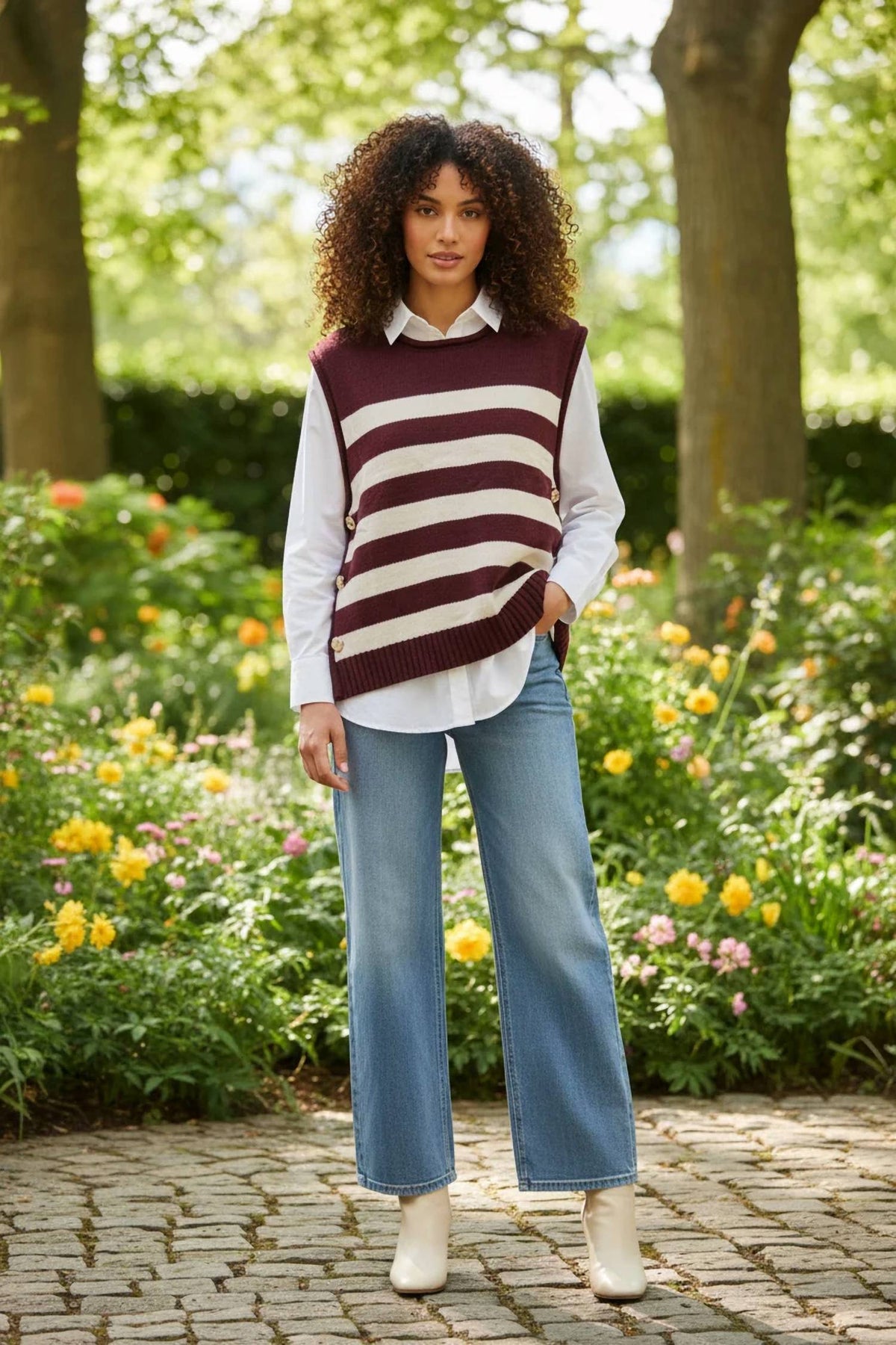 She + Sky - Crewneck Stripe Tank