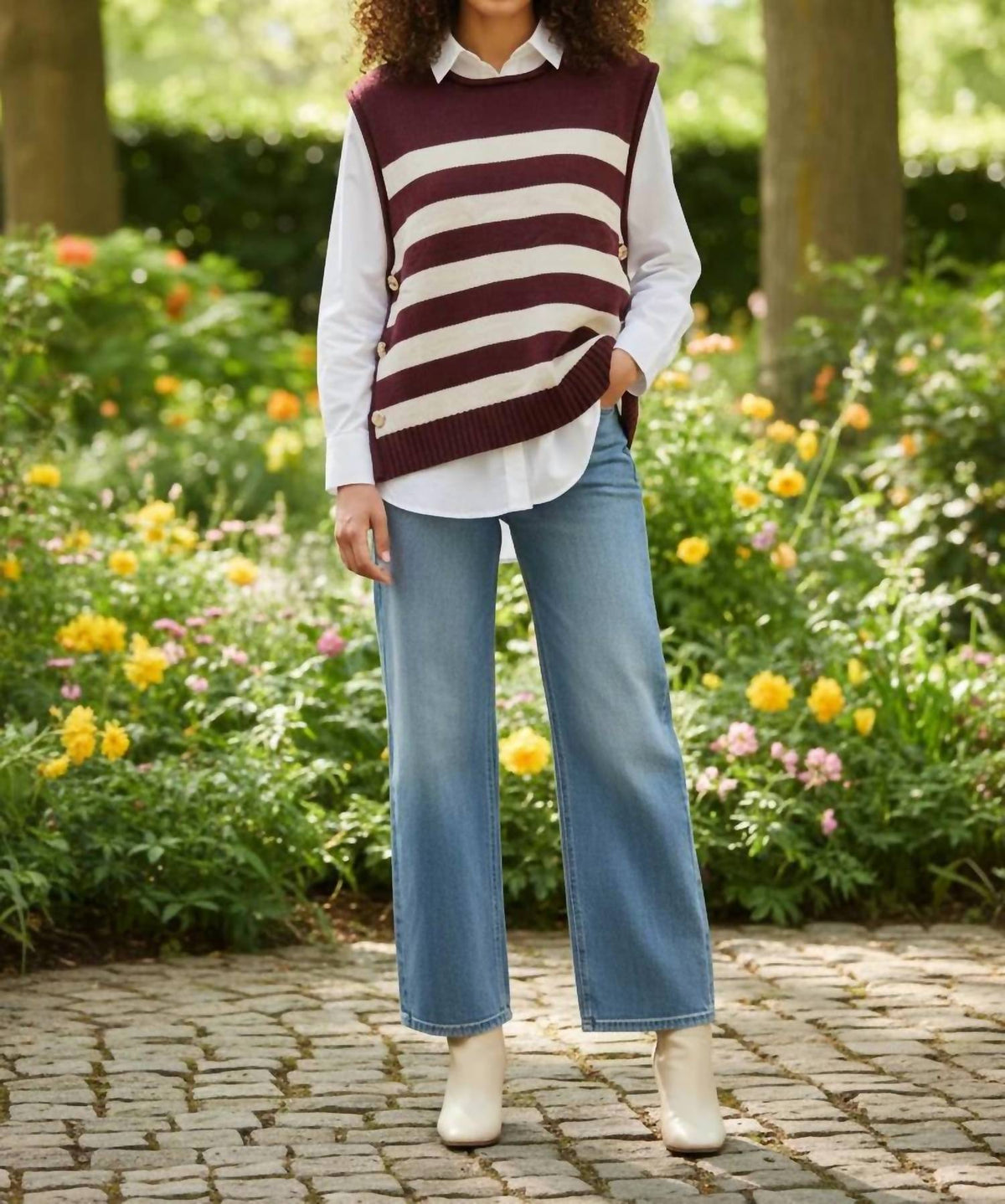 She + Sky - Crewneck Stripe Tank