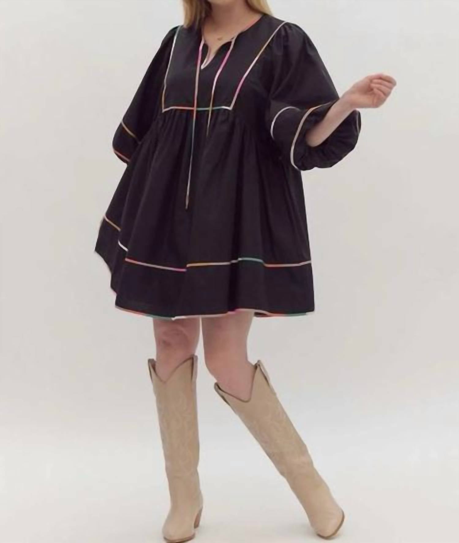 Entro - Multi-color Trim Mini Dress