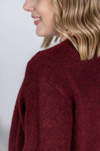 Michelle Mae Madison Cozy Cardigan in burgundy - women's cardigan - view 5