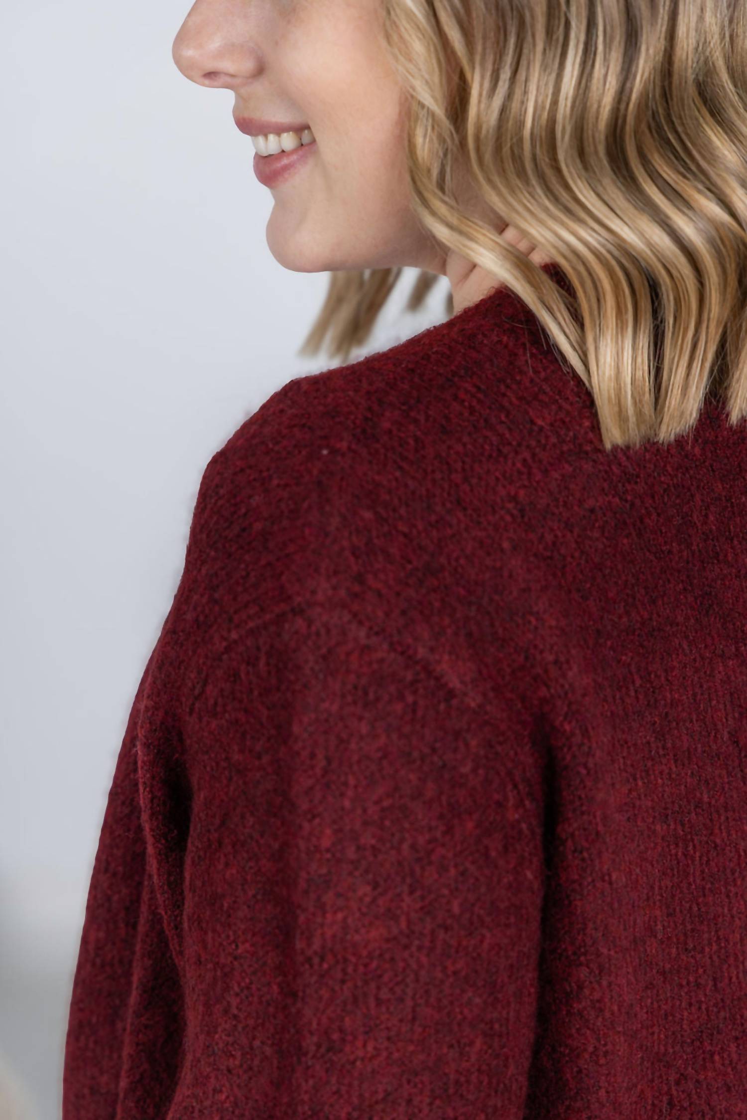 Michelle Mae Madison Cozy Cardigan in burgundy - women's cardigan - view 5