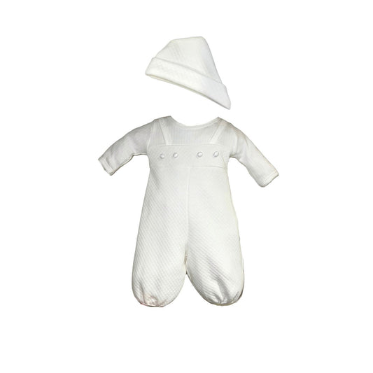 Macis - Boy's 2pc Long Sleeve Quilted Overall With Button Details & Hat