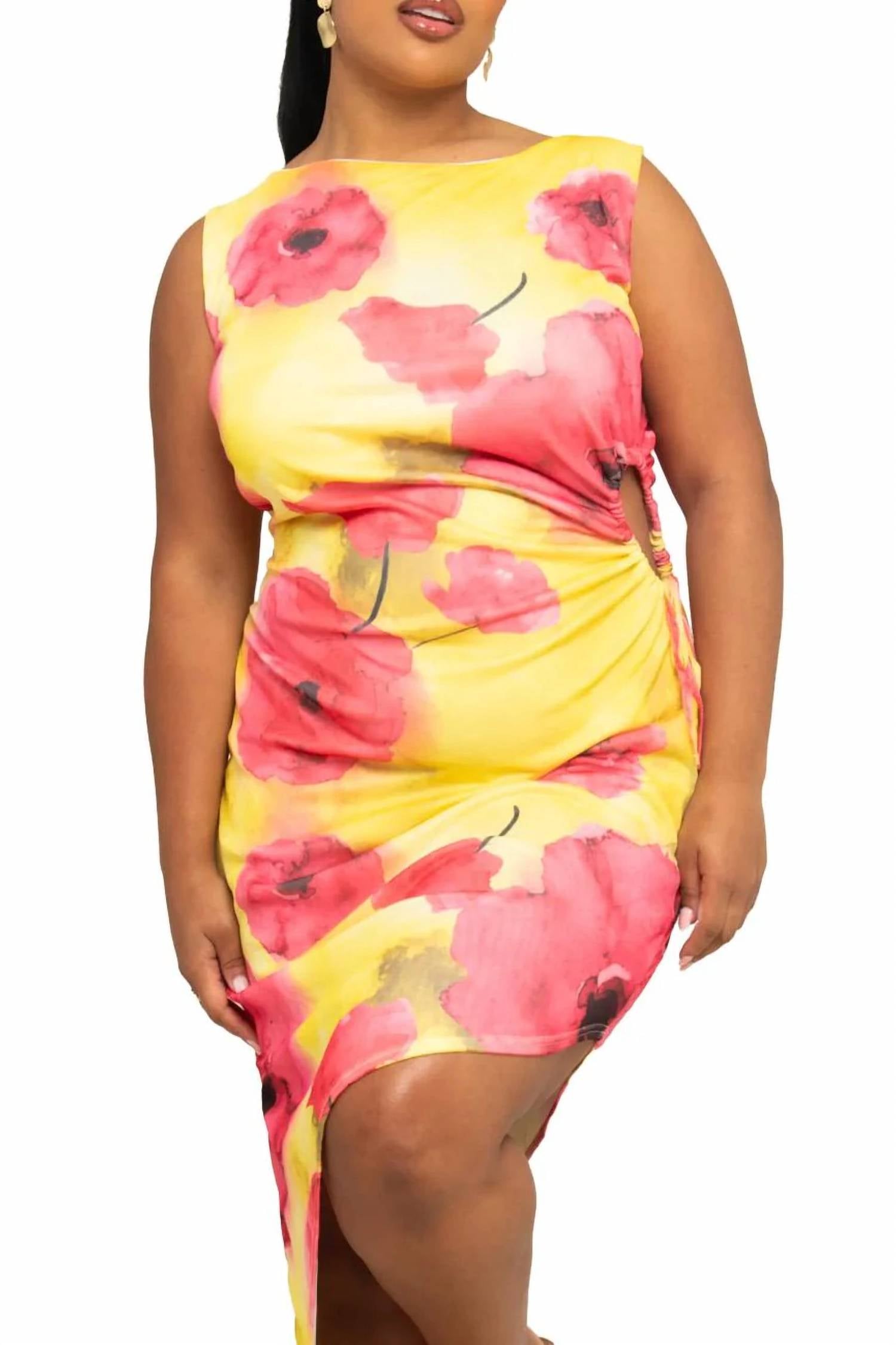 Fashion Szn Curve - Sleeveless Floral Print Midi Dress - Plus Size