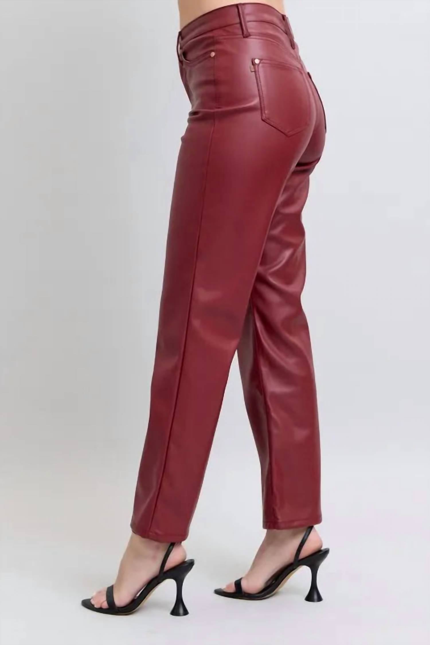 Judy Blue - High Waist Tummy Control Faux Leather Straight Pant