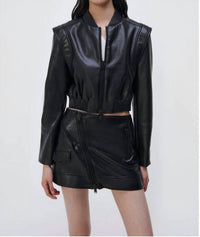 SIMKHAI Doreen Boxy Bomber Jacket in black - women's jacket