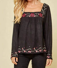 Andree By Unit - Floral Embroidered Babydoll Top
