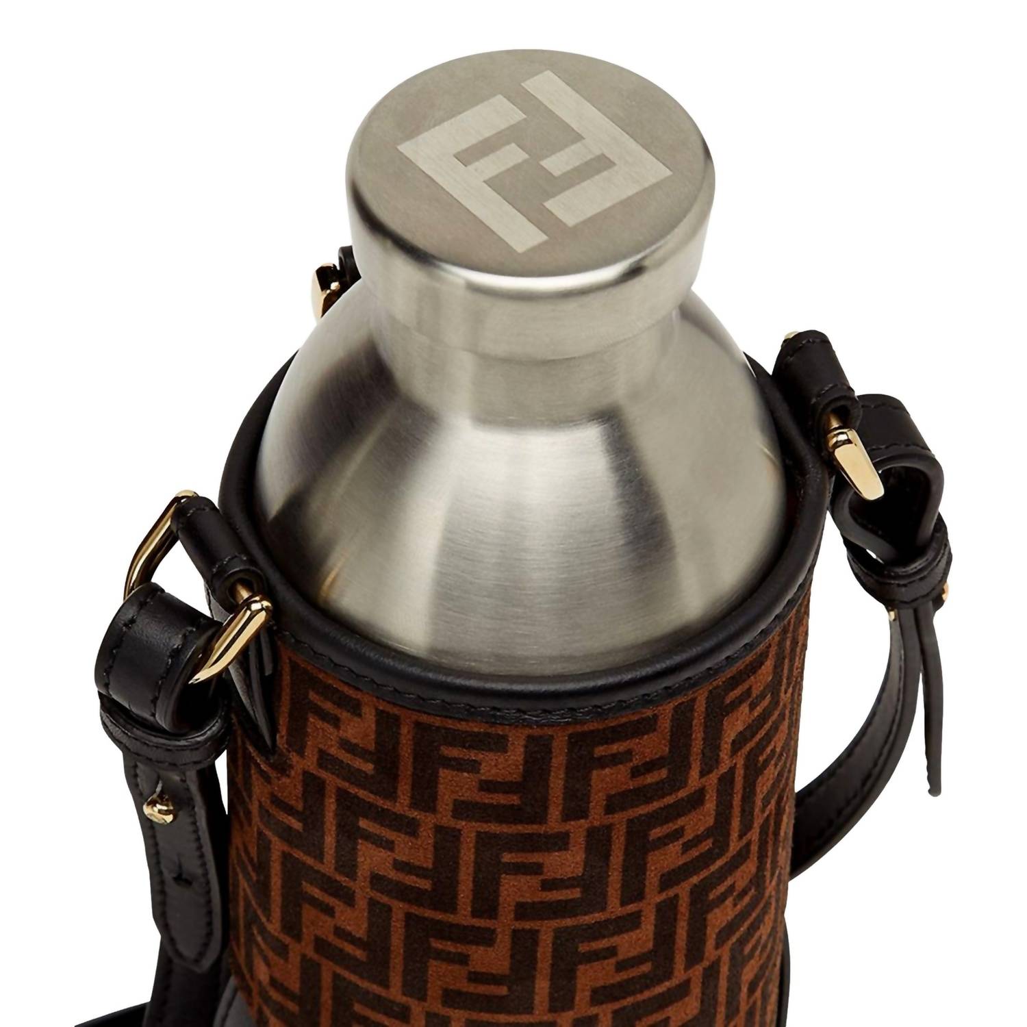 Fendi - Ff Print Suede Bottle Holder Crossbody 2 Piece Set