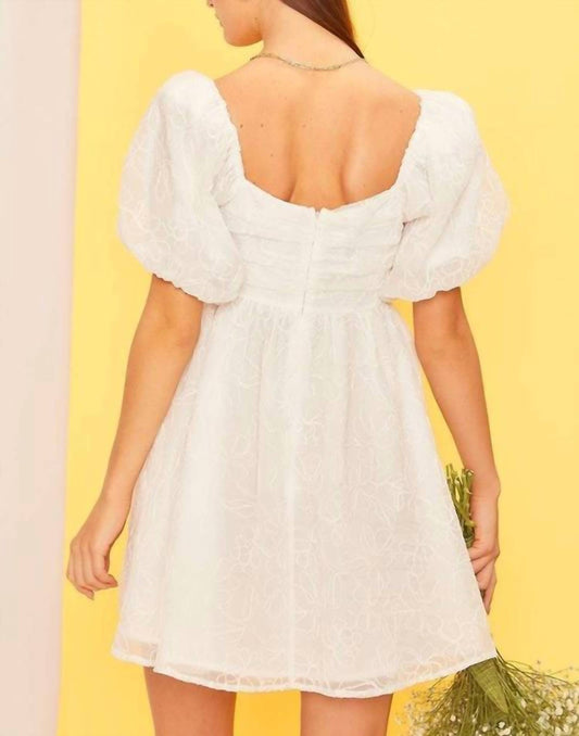 Main Strip - Floral Emb Puff Sleeve Babydoll Dress