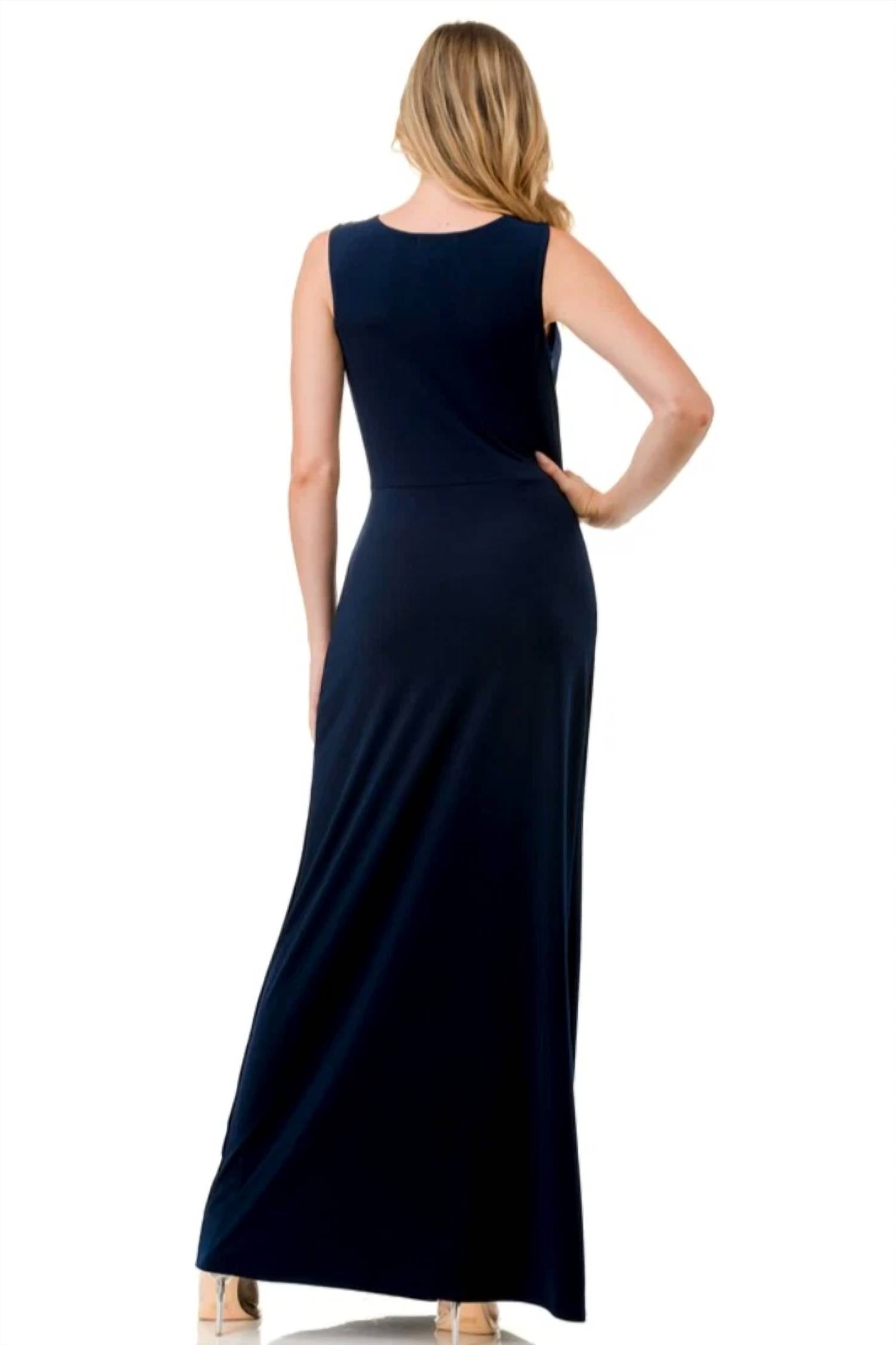Ariella - Twist Front Plunging Neckline Maxi Dress