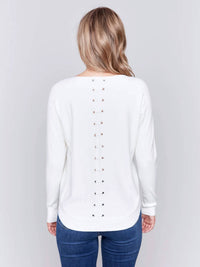 Charlie B - Long Sleeve Sweater With Back Eyelet Detail