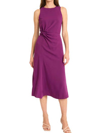 Maggy London - Twisted Side-waist Sleeveless Midi Dress