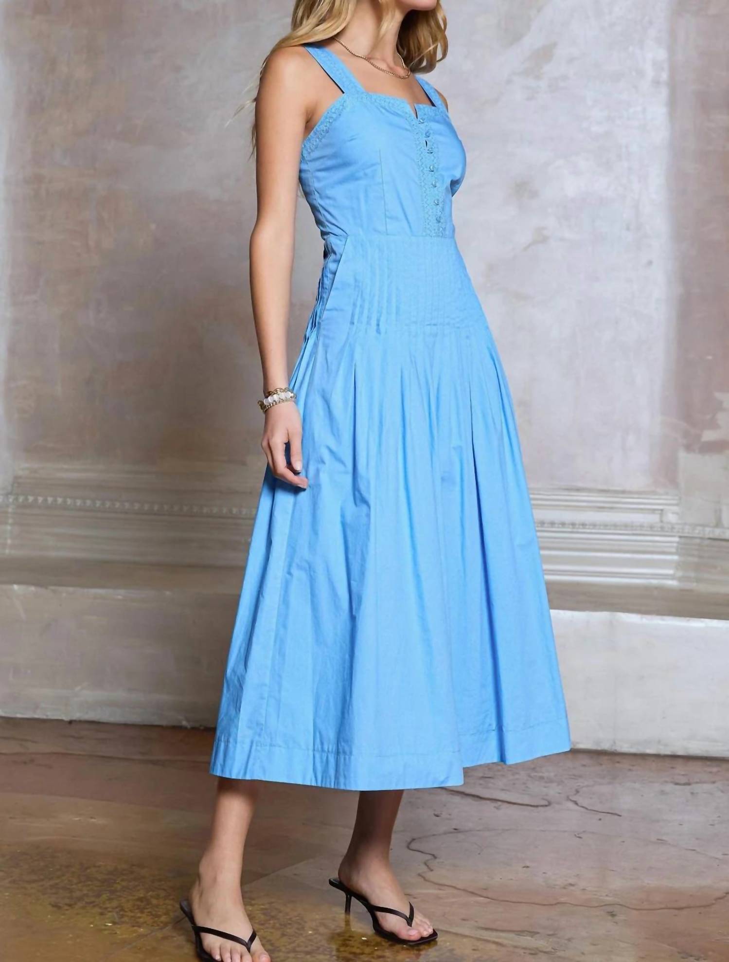 Current Air - Embroidered Sleeveless Midi Dress