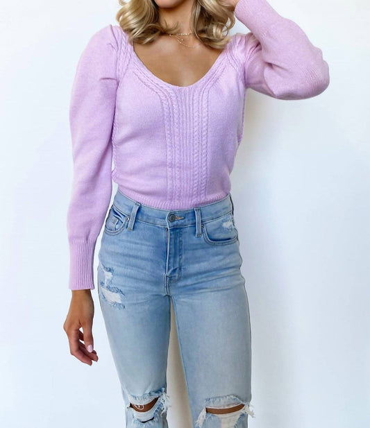 &Merci - Kinley V-neck Puff Sleeve Knit Sweater