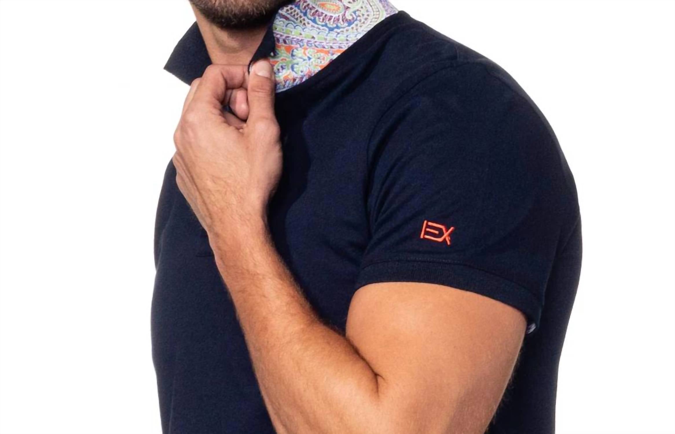 Eight X - Double Sided Multi Colored Paisley Print Collar Polo