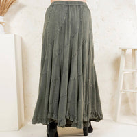 Young Threads Asymmetrical Maxi Skirt in olive gravel - women's skirt - detail view