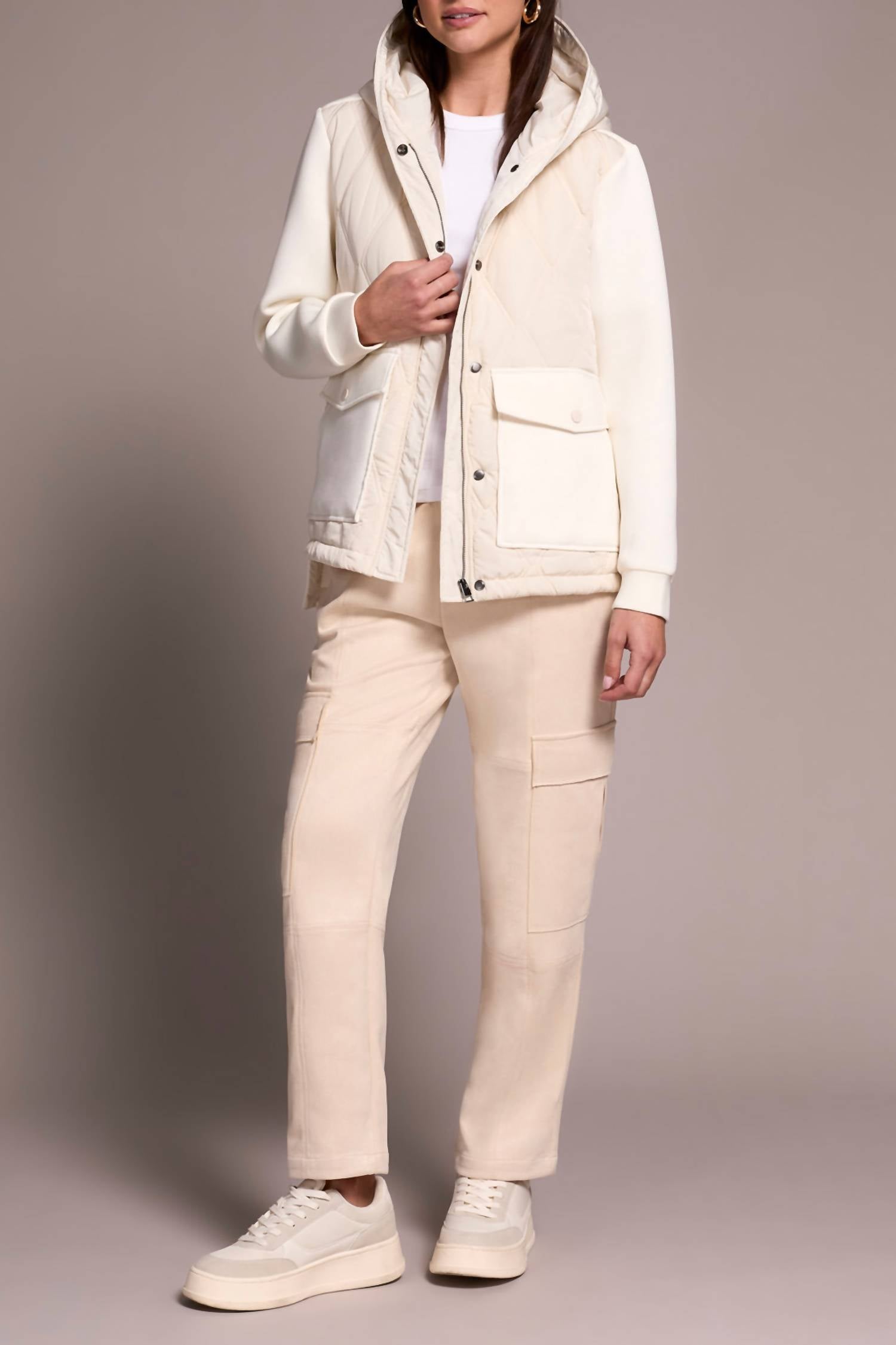Tribal - Quilted-Front Combo Puffer Jacket
